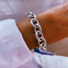Pulsera eslabon gruesa - acero blanco (cod 17)