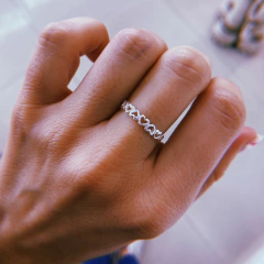 Anillo medio sin fin corazones - plata 925 (cod 14)
