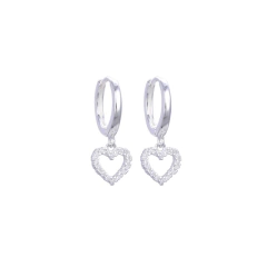 Argollas corazon cubic calado (1,4 cm) - plata 925 (cod 38)