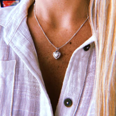 Cadena bolitas & corazon gordito II - plata 925 (cod 52)