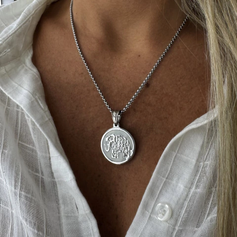 Cadena & medalla elefante blanco - acero quirúrgico (cod 27) - comprar online