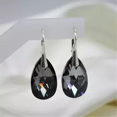 Aros gota 22 mm - cristal & plata 925 (cod 80)