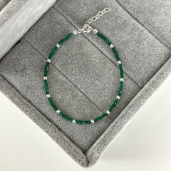 Pulsera microbolita & jade verde - plata 925 y piedra natural (cod 27)