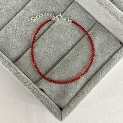 Pulsera microbolita roja - plata 925 (Cod 24)