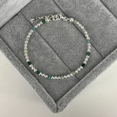 Pulsera bolitas intercaladas & agata - plata 925 (cod 40)
