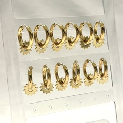 Argollas solcito (2 cm) - acero dorado (cod 17)
