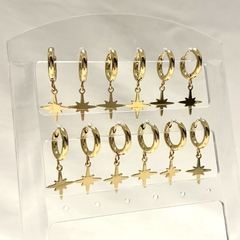Argollas Estrella north (1,5 cm) - acero dorado (cod 17)