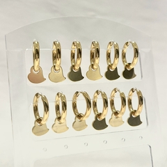 Argollas corazón inclinado (2 cm) - acero dorado (cod 17)