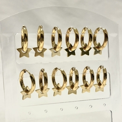 Argollas Estrellas (2 cm) - acero dorado (cod 17)