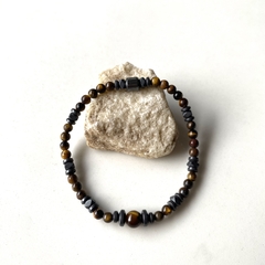 Pulsera trapani - ojo de tigre & hematite 4 mm (cod 23)