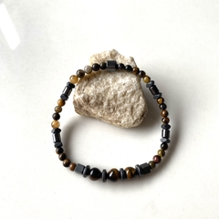 Pulsera udine - ojo de tigre & hematite 4 mm (cod 24)