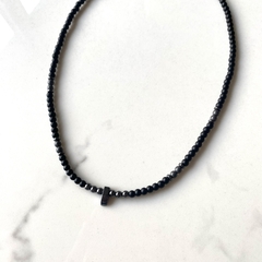 Collar kenia - onix opaco, hematite opaco & brilloso 4 mm (50 cm de largo) (cod 44)