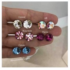 Aros boton XXL - cristal & plata 925 (5 colores) (cod 36)