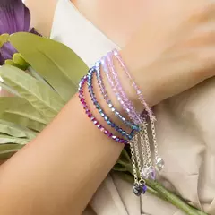 Pulsera sinbol 4 mm - tonos violetas - Cristal & Plata 925 (Cod 51)
