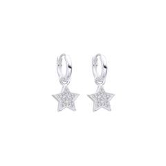 Argollas estrella cúbic (1,4 cm) - plata 925 (cod 42)