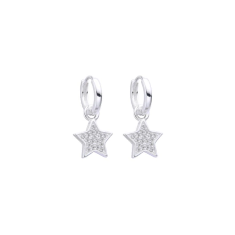 Argollas estrella cúbic (1,4 cm) - plata 925 (cod 42)