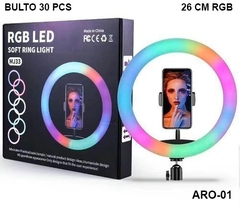 ARO DE LUZ LED RGB 26 CM CON SOPORTE CELULAR-ARO-RGB-26