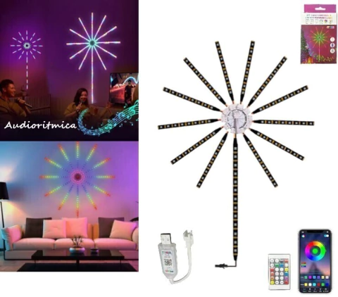 _TIRA LED FUEGO ARTIFICIAL RGB BT AUDIORITMICA