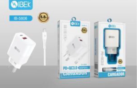 *CARGADOR IBEK RAPIDO 20W C Y USB + CABLE TC