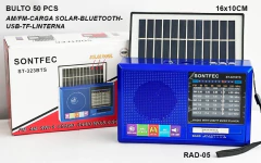 RADIO AM/FM BLUETOOTH CON LINTERNA SOLAR - RAD 05
