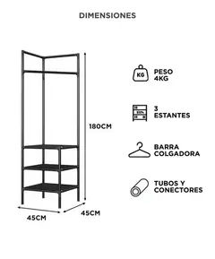 Organizador Perchero Esquinero Zapatero 2 Pisos Ropa Ganchos - RACK-110 - Electrónica por Mayor