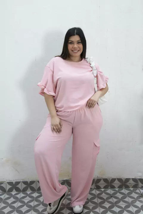 Palazo de tela cey cargo rosa