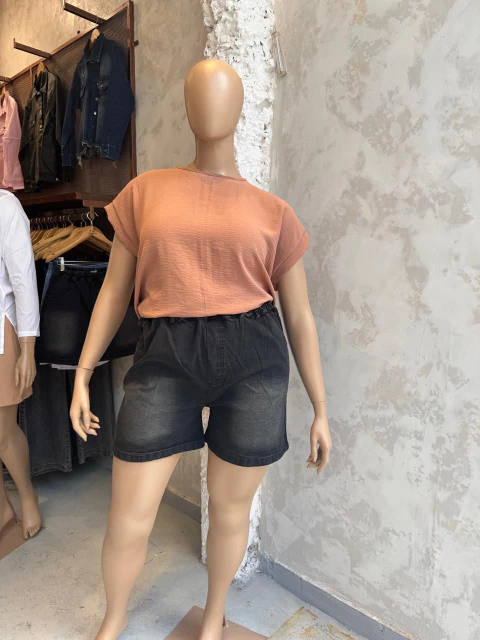 Blusa tela cey con boton atras terracota - comprar online