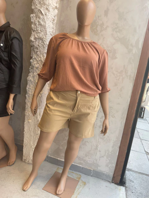 Blusa tela CEY con frunce terracota - comprar online