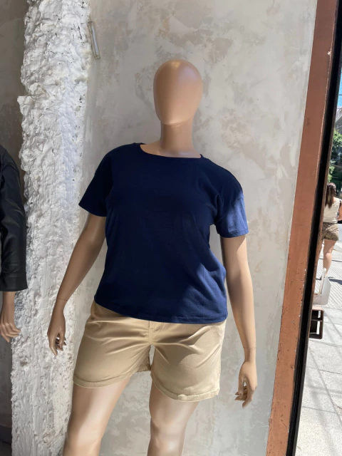 Remera básica tela jersey escote redondo azul - comprar online