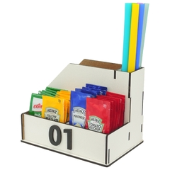 Porta Sachê Canudos Guardanapo Temperos Açucar Cafeteria Branco