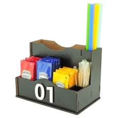 Porta Sachê Guardanapos Canudos Palitos Hamburgueria Mdf Preto