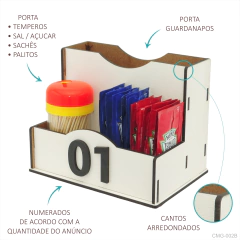 Porta Sachês Guardanapos Condimentos Galheteiro Balcão Padaria Branco - comprar online