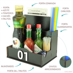 Porta Comanda Azeite Temperos Sal Canudo Palito Guardanapo Churrascaria Preto - comprar online