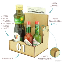 Porta Comanda Guardanapo Azeite Temperos Galheteiro Restaurante Crú - comprar online