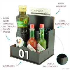 Porta Comanda Guardanapo Azeite Temperos Galheteiro Restaurante Preto - comprar online