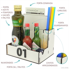 Porta Comanda Azeite Temperos Sal Canudo Palito Guardanapo Churrascaria Branco - comprar online