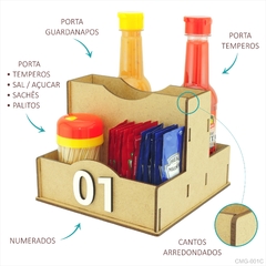 Porta Sachê Temperos Guardanapos Organizador de Mesa Lanchonete Crú - comprar online