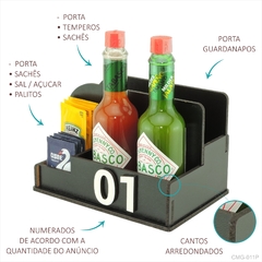 Organizador de Mesa Porta Sachê Sal Pimenta Guardanapo Lanchonete Preto - comprar online