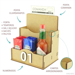 Porta Comanda de Mesa Sachê Guardanapo Temperos Numerados Crú - comprar online