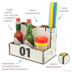 Porta Molhos Pimenta Guardanapo Canudos Temperos Pizzaria Branco - comprar online