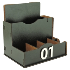 Porta Comanda Sachê Guardanapo Temperos Sal Canudo Palito Mdf Preto - Maxdecor Decorações
