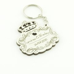 30 Chaveiros Personalizados - MDF Branco - Casamento - Elegante