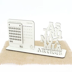 5 Calendário Infinito Display Nome Personalizado Mdf Branco - Astronomia