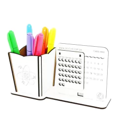 5 Calendário Infinito e Porta Canetas Personalizado Mdf Branco - Logística