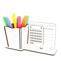 5 Calendário Infinito e Porta Canetas Personalizado Mdf Branco - Bailarina Baby