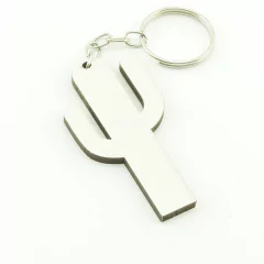 30 Chaveiros Personalizados - MDF Branco - Infantil - Cacto Liso