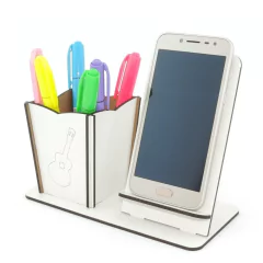 Porta Celular e Porta Canetas Personalizado MDF - Violão