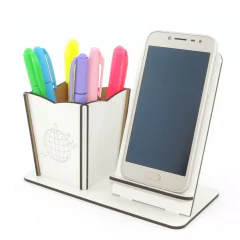 10 Porta Celular e Porta Canetas Personalizado MDF - Eventos