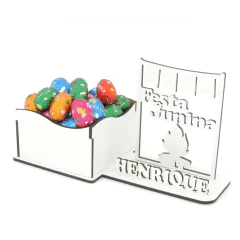 10 Porta Doces Com Display e Nome Personalizado MDF - Festa Junina
