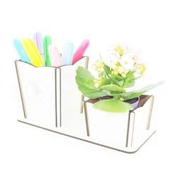 Porta Flor e Lápis Personalizado MDF Branco - Biologia